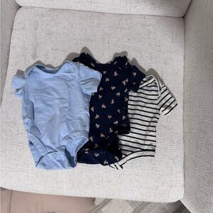 Charming Kids Bodysuit Set in Blue, Navy, and Striped